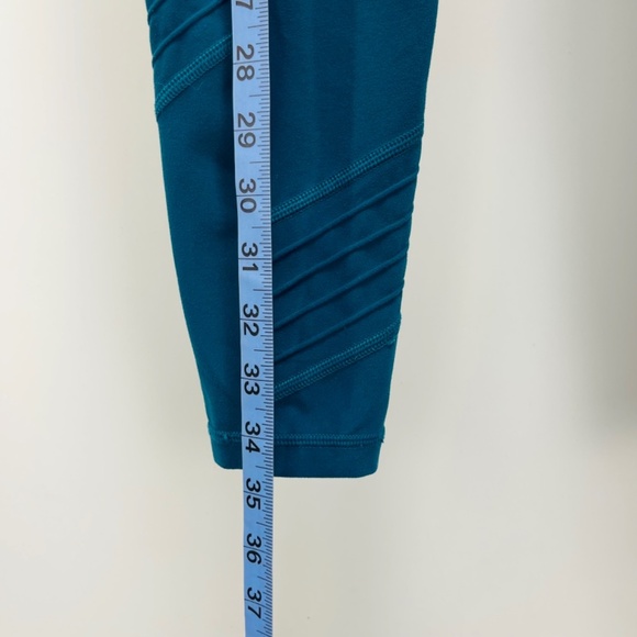 Athleta Leggings XS Womens Salutation Stash Pocket Moto Tight Ribbed Dark Teal - Picture 6 of 10